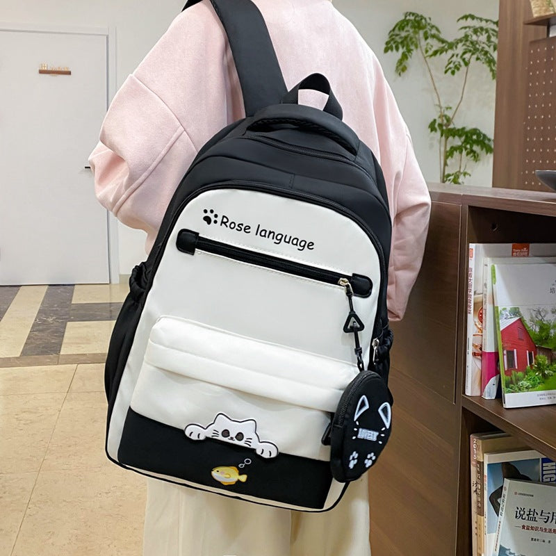 New student schoolbag college style large-capacity schoolbag female Korean version simple primary and secondary school students three-piece backpack