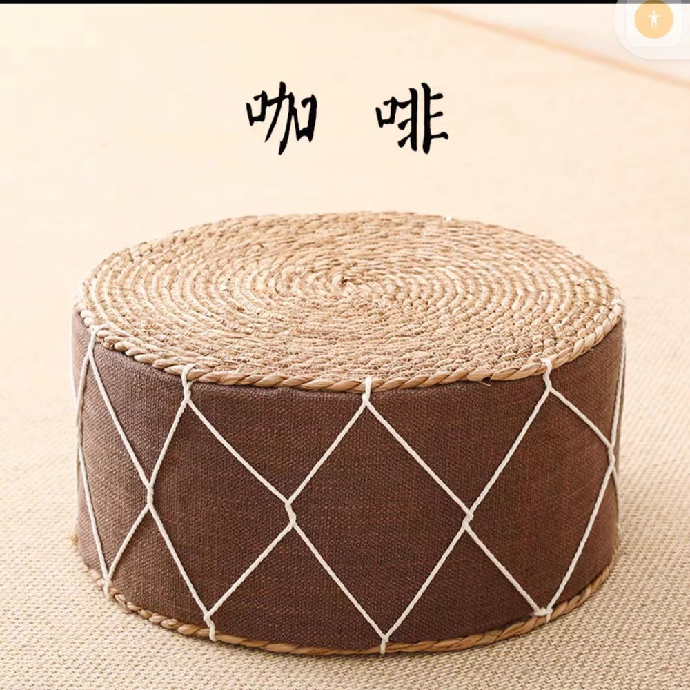 Straw mat thickened futon tatami cushion living room for home low stool round bay window small stool footrest seat