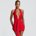 Fashionexport women's clothing spring and summer new arrivalfashion deep v backless halter hot girl leopard print sexy silmdress women