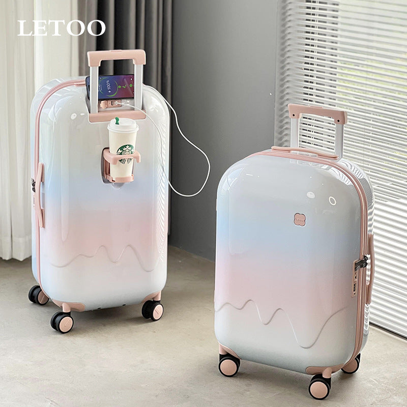 High-value suitcase 26 inches anti-drop 20 inches boarding ultra-light trolley case 24 password box gradual change color travel bag