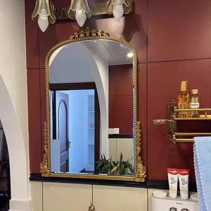 French iron art retro carved dressing table mirror model room for home wall-mounted bathroom mirror fashion full-length dressing mirror