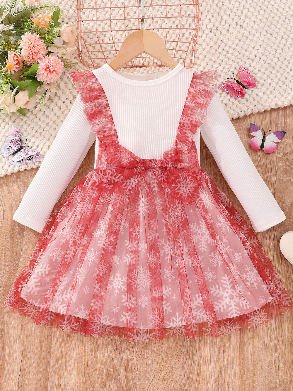 special: kids' mesh bow christmas dress