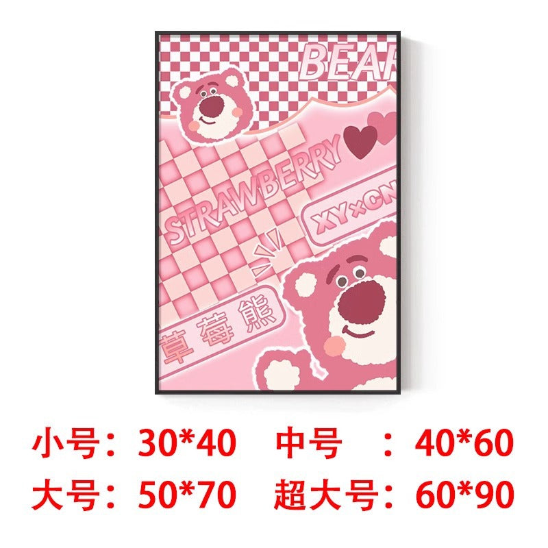 Strawberry bear decorative painting cute trend lotso Stitch pendulum painting hanging painting living room bedroom wall painting