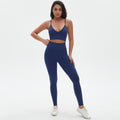 New arrival cross-border seamless pure color tight sexy sling beautiful back yoga suit sports running fitness two-piece set