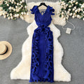 High-end banquet dress, premium affordable luxury, niche pleated three-dimensional ruffle trim, slim-fit long elegant dress for women