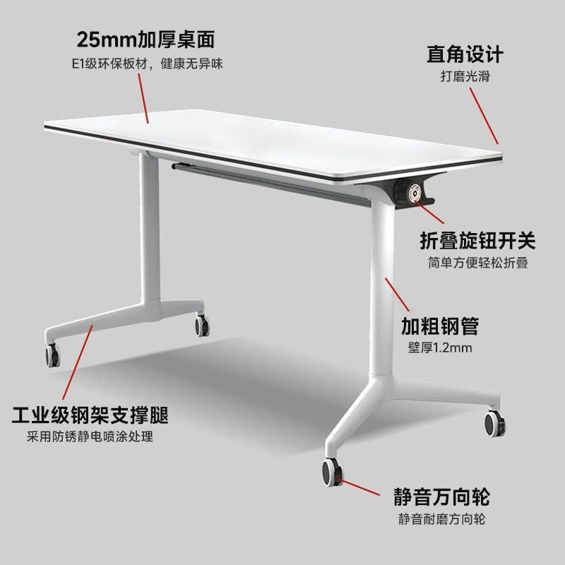 Foldable conference table, portable modular table with wheels, long table, educational institution desk and chair set, training table, office desk