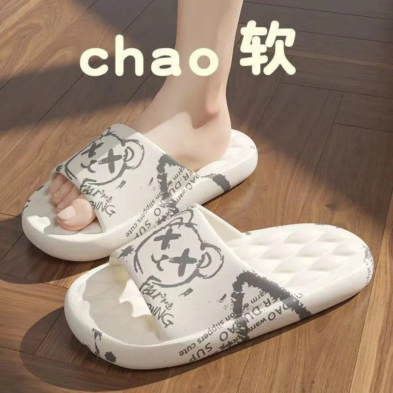 Women's slippers 2025 summer ins trendy indoor couple home student dorm beach travel sandals men's slippers