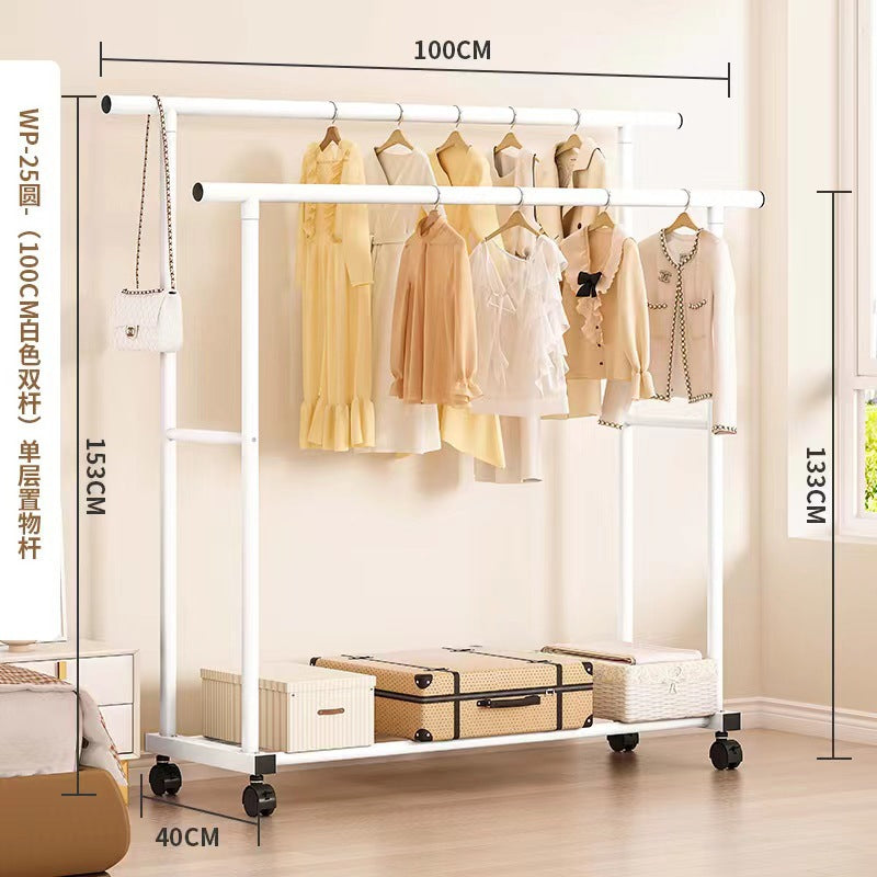 Clothes drying rack floor-standing for home bedroom bold thickened hanging clothes foldable simple indoor dormitory movable clothes drying rack