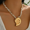 Exaggerated necklace wholesale cross-border new arrival oversized alloy conch pendant beach ocean shell string chain women's clavicle chain