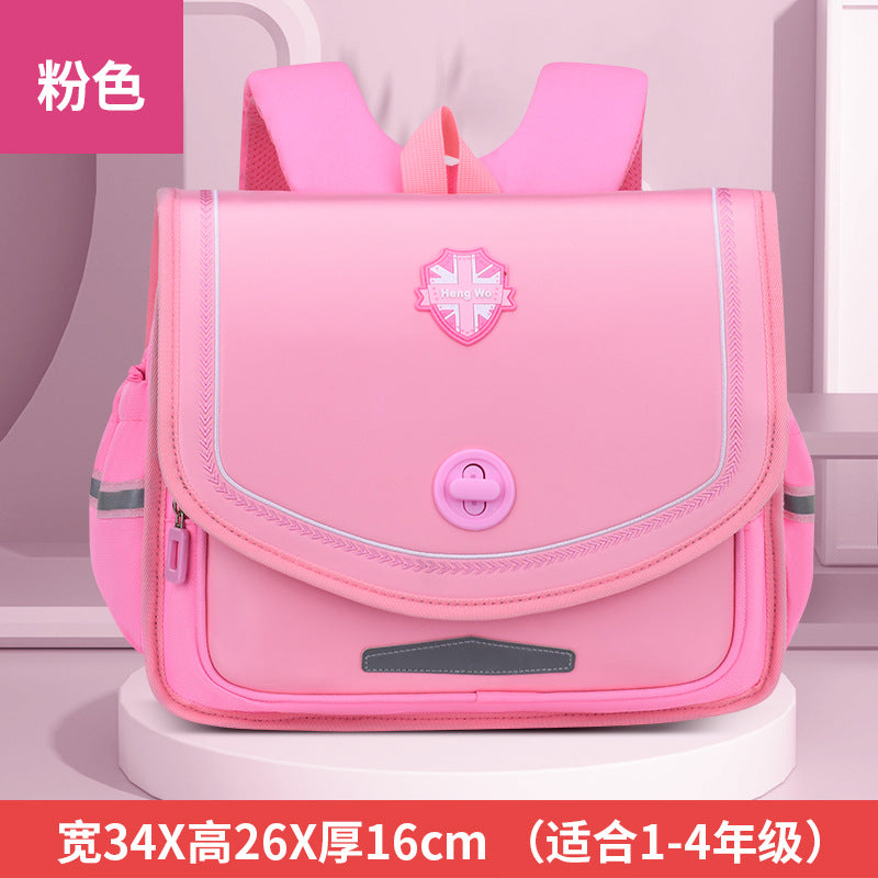 New british style horizontal elementary school backpack - grades 2-5, spine protection, weight reduction, water-resistant, minimalist design, durable