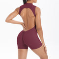 fashionnew arrival beautiful back vest pleated butt lift short jumpsuit sports running fitness jumpsuit yoga wear