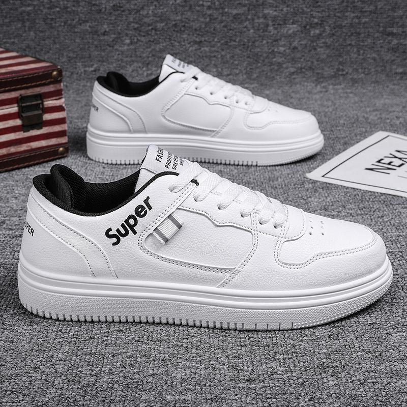 Men's white sneakers: spring versatile breathable athletic shoes, trendy skate shoes, casual shoes for men