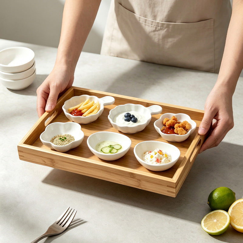Ceramic handle pure white dipping dish cute small dish dish high value dipping dish vinegar dish hot pot seasoning dish flavor dish