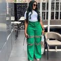 European and american style high-waisted jeans -  cross-border women's fashion  new collection - patchwork casual distressed chain detail pants