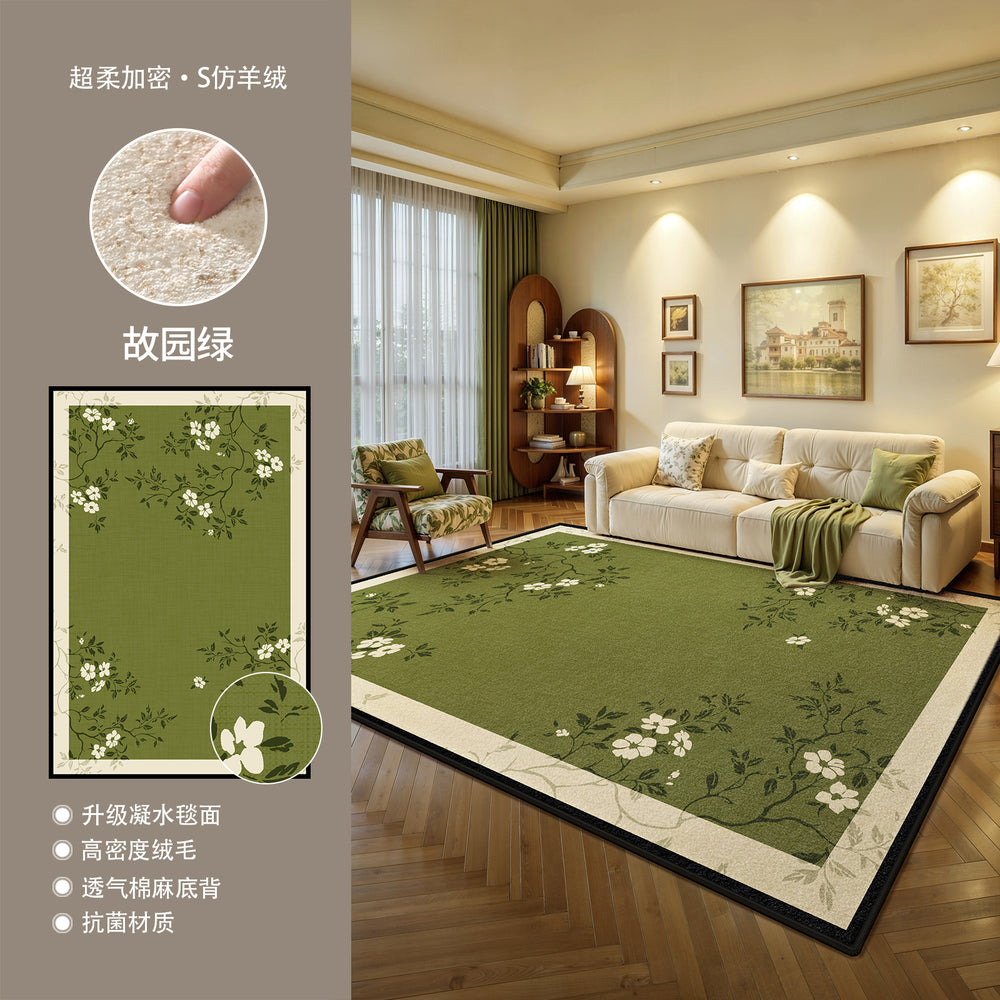 Carpet living room green new arrival medieval style stain-resistant waterproof floor mat no-wash and wipeable classy bedroom bedside floor mat