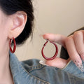 Anchored red circle earrings 3cm - a1929 red