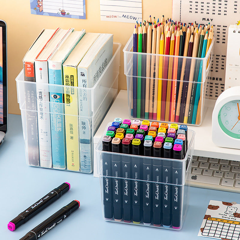 Desktop Drawer Marker Stationery Storage Box Plastic Transparent Pen Holder Sundries A4 Book File Storage Box Wholesale