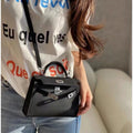 Palm grain cowhide second generation kelly bag 2024new arrivaltrendyminiclassy sense genuine leather satchel shoulder crossbody bag