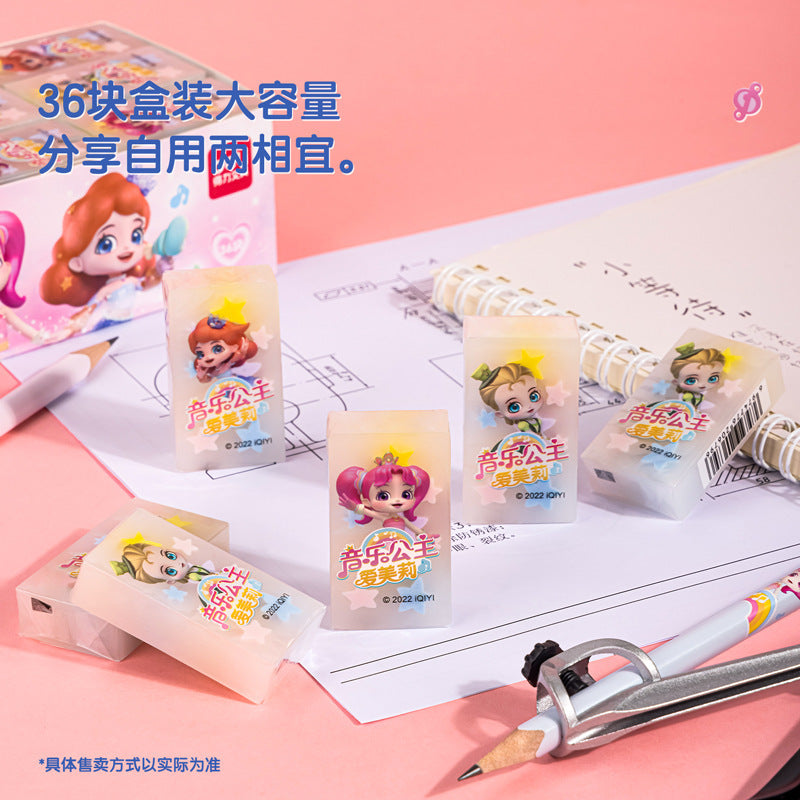 Deli 72250 Eraser Music Princess Cartoon Cute Girl Heart Student Learning Clean Jelly Color Eraser