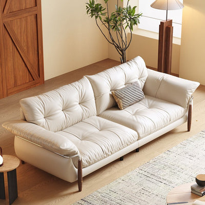 Oil wax leather sofa living room for homecasualchinoiserie italian normcore small apartment straight row sofa first layer cowhide cream