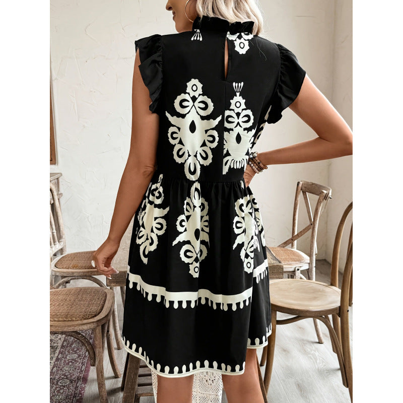 code new arrival  women's original fashionruffleslooseprinting cake skirt