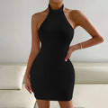 european and american women's spring/summer new collection: party dress - sexy backless stand collar sleeveless bodycon dress