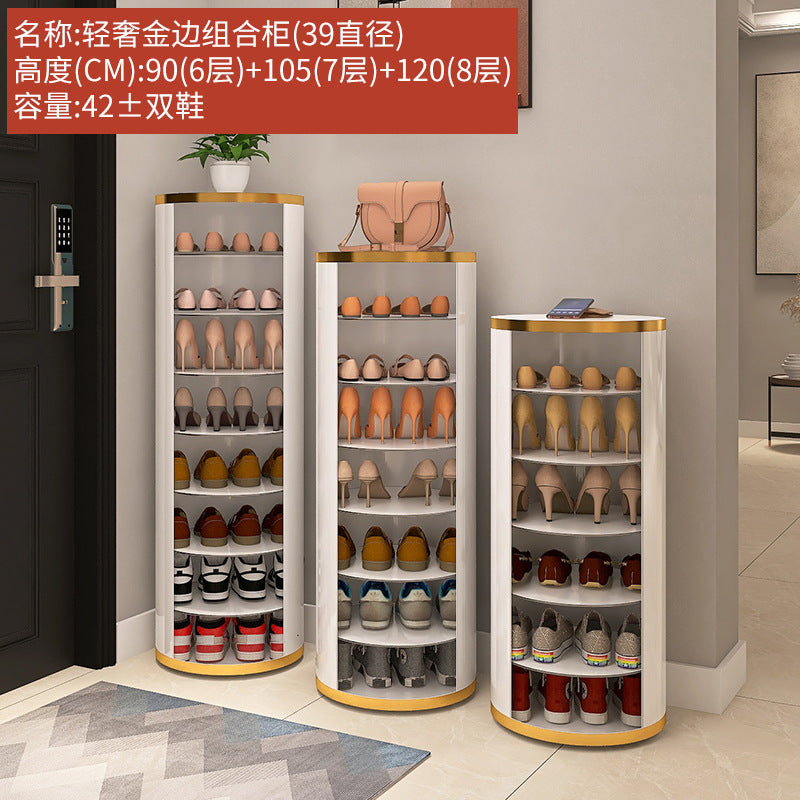 Rotating shoe cabinet household door 2025 new entry entrance entrance steel round multi-layer disinfection shoe rack