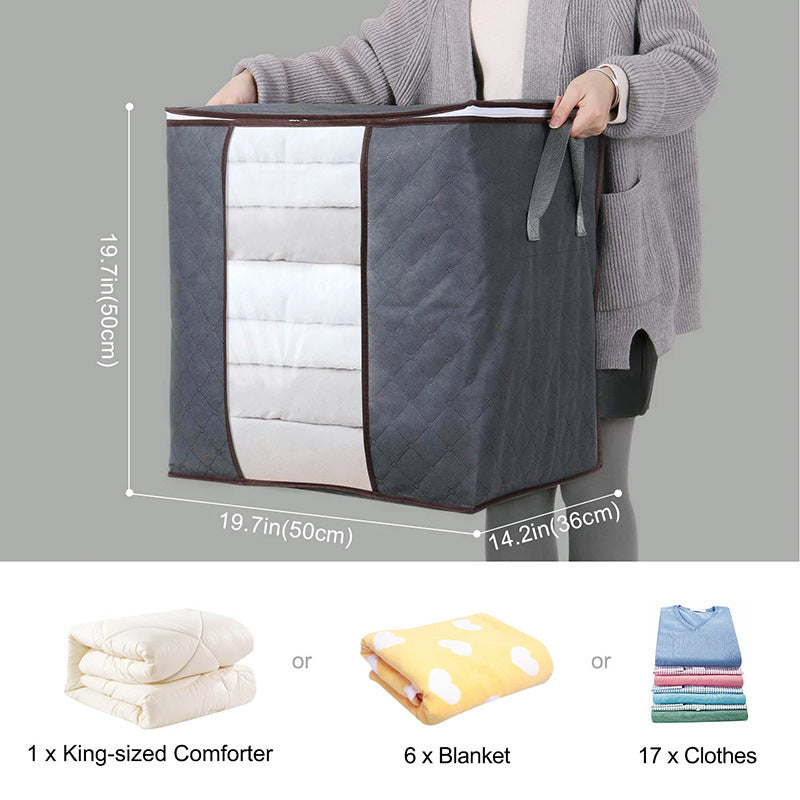 Household large-capacity clothes storage bag, duffel bag, quilt storage bag, transparent window, thickened non-woven storage box.
