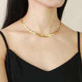 European and american new arrival criss-cross woven blade sparkling necklace and bracelet set, titanium steel gold-plated unique design jewelry for women