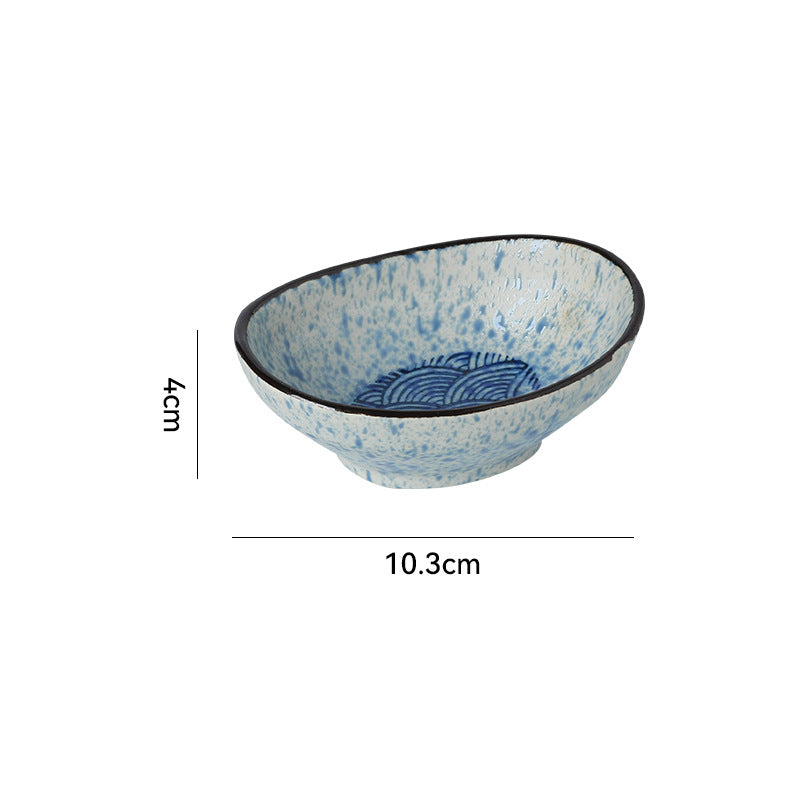 Japanese retro dipping sauce ceramic ingot dish - sushi topping, snack, and side dish plate - restaurant, hotel, and home use soy sauce dish