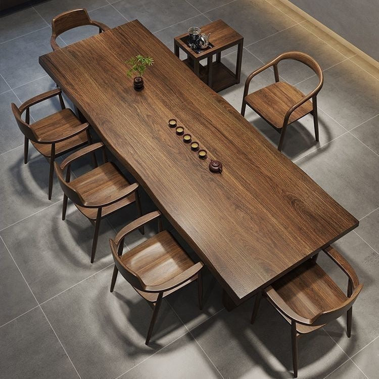 New chinoiserie large tea table solid wood whole cut for home large tea table tea table all-in-one a complete set of tea table and chairs tea table