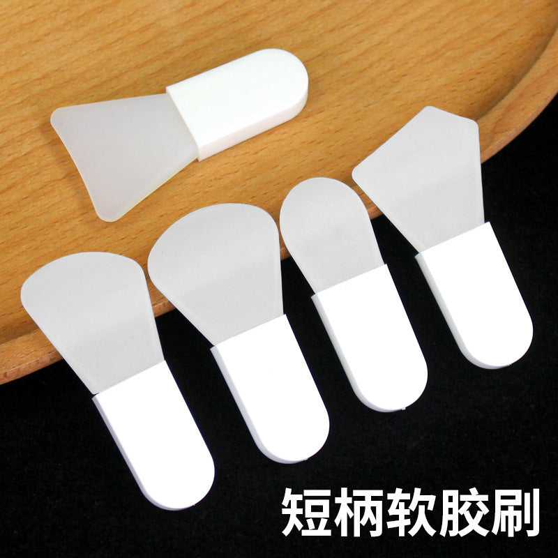 Cosmetic beauty silicone-like brush mask applicator - short handle, new mini mud mask smoothing facial beauty tool