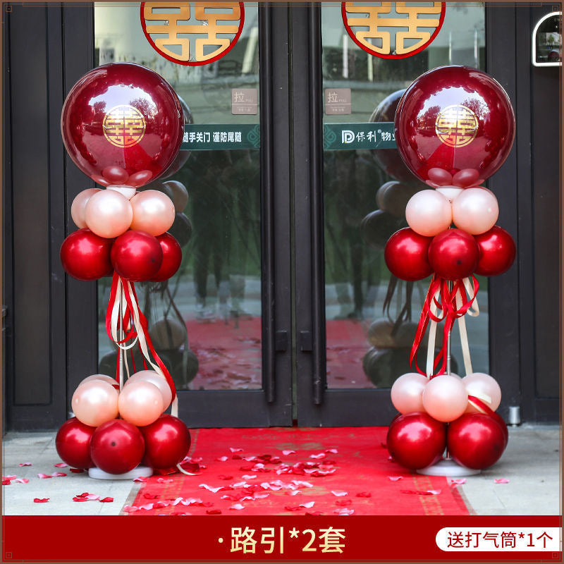 Balloon arch bracket wedding scene arrangement wedding room hotel entrance decoration wedding outdoor road flower stand column