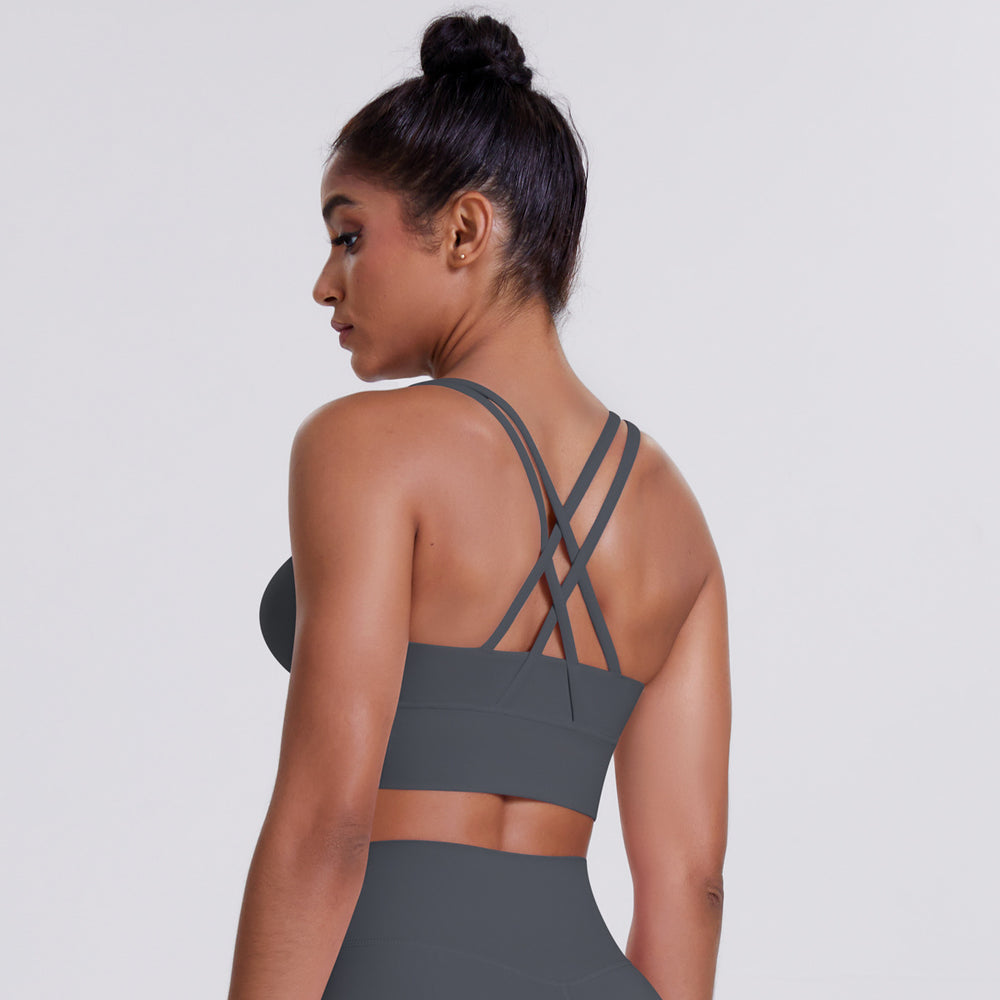 cloud-feeling brushed cross-back sports bra casual running bubble wrap fitness vest yoga clothes for women