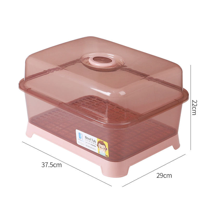 Household Drain Bowl Rack Cupboard Cutlery Kitchen Tableware Storage Box with Lid Japanese Plastic Double Dish Drain Rack