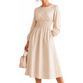 hot girl style  autumn casual flowy striped v-neck midi a-line dress