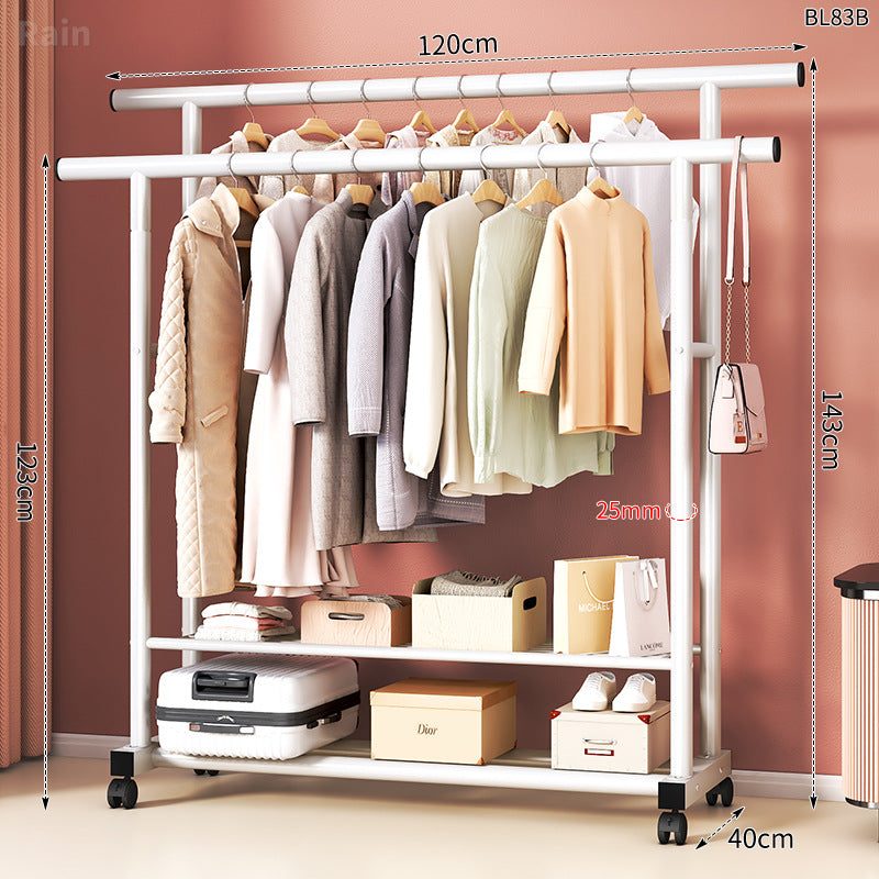 Clothes hanger floor-standing for home balcony indoor simple clothes drying pole movable clothes hanger student dormitory clothes drying rack