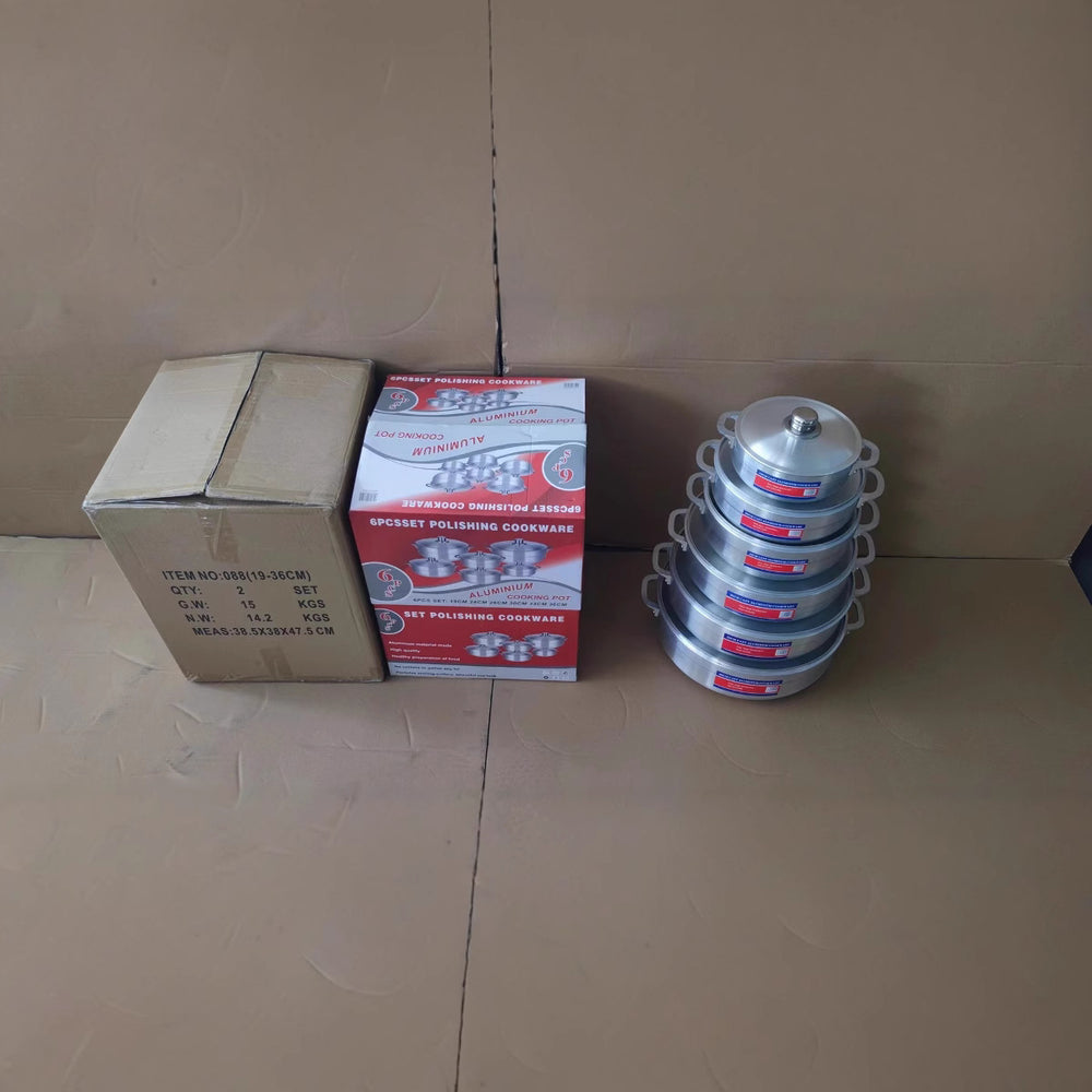 Factory direct sales suit aluminum pot 6pcs aluminum pot thickened export hot selling set aluminum pot