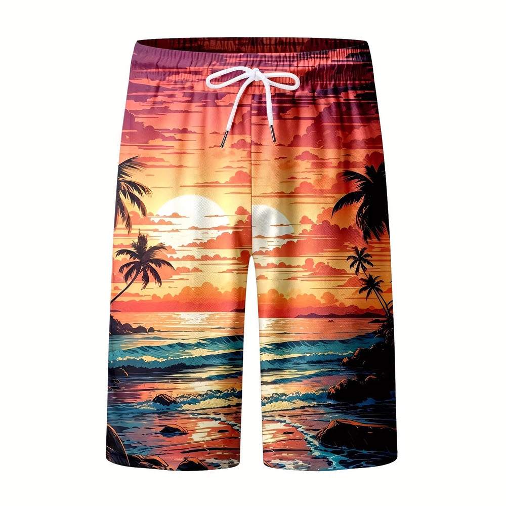 trending men's beach shorts, quick-dry swim trunks, casual sportswear, european and american new style 3d digital printing