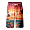 trending men's beach shorts, quick-dry swim trunks, casual sportswear, european and american new style 3d digital printing