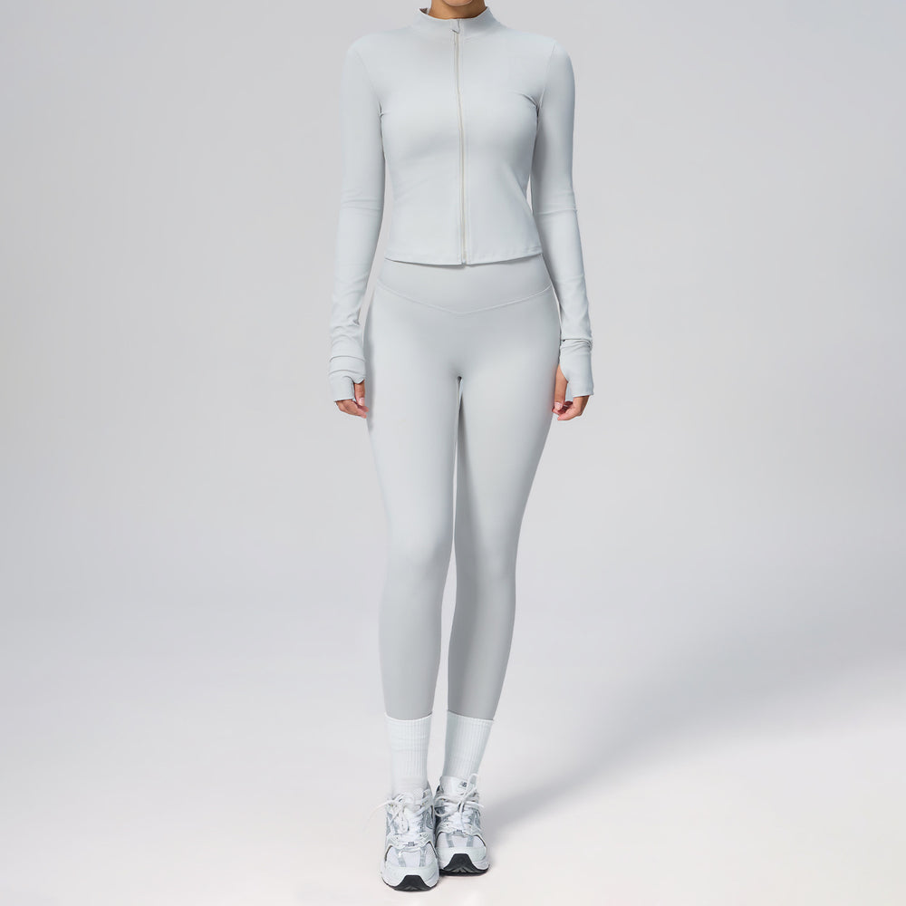 new women's tight-fitting yoga set - cardigan running sportswear set, quick-dry fitness outfit, three-piece set