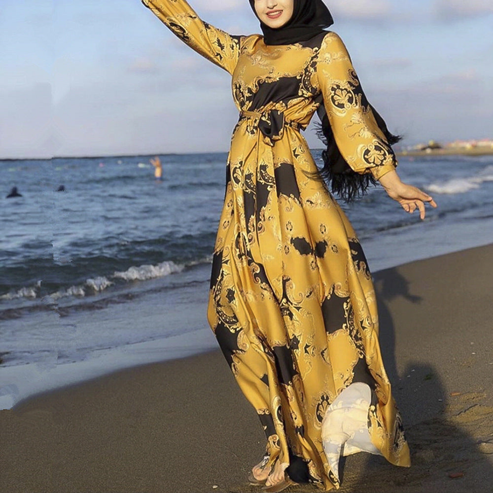 Aliexpress   new plus size african women's printed tie-up dress