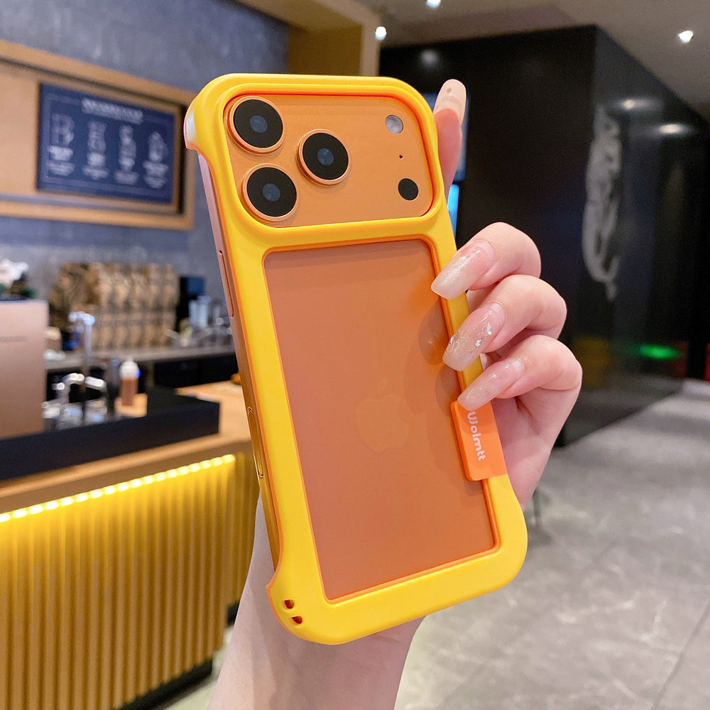 Macaron hollow borderless phone case for iphone 16, soft shell apple 17, heat dissipation anti-drop protective cover 13