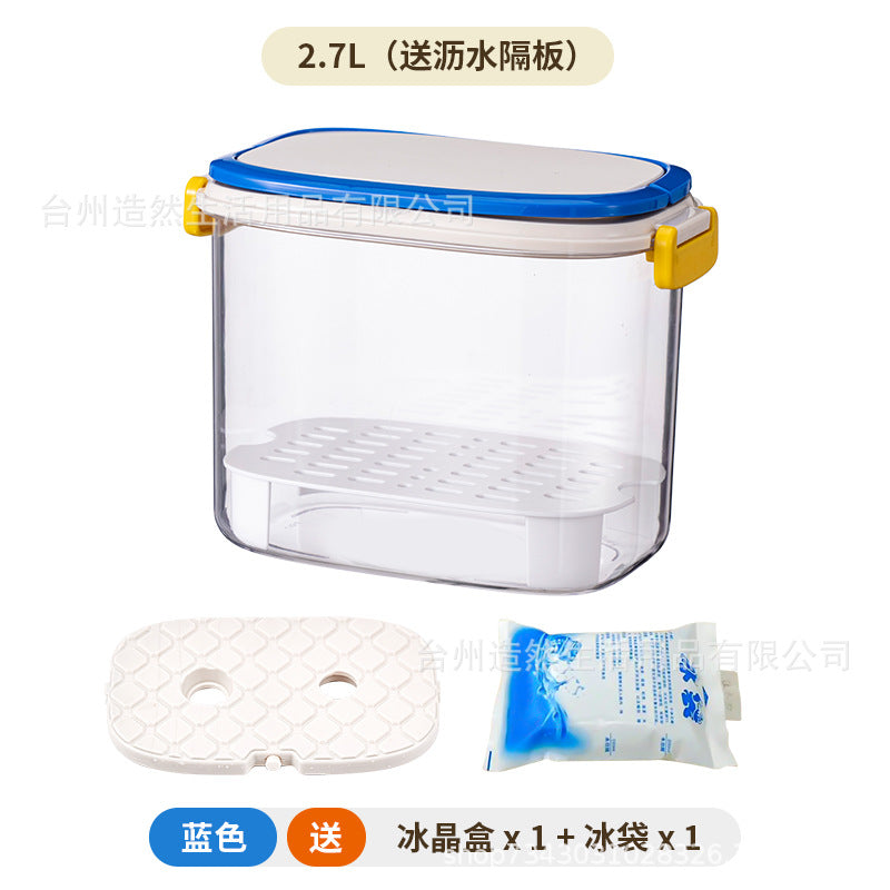 Portable fruit chilled crisper with filtered water outdoor camping picnic food sealed bento lunch box small refrigerator