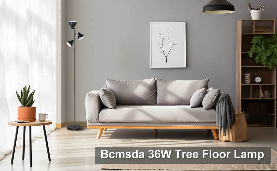 New three-head LED floor lamp modern simple living room bedroom study sofa decoration dimmable standing lamp