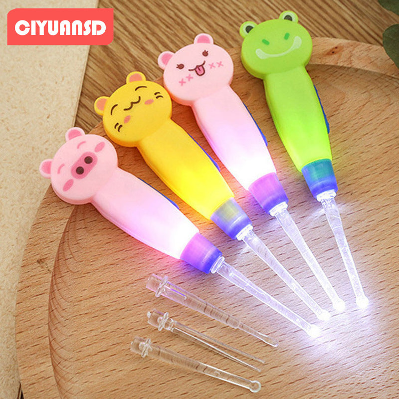 Infant and toddler cartoon luminous ear spoon kids ear picking tool ear spoon baby with light ear digging spoon cleaning handy gadget