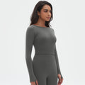 European and american new seamless yoga wear tight-fitting long-sleeve t-shirt breathable sweat-wicking running training fitness top