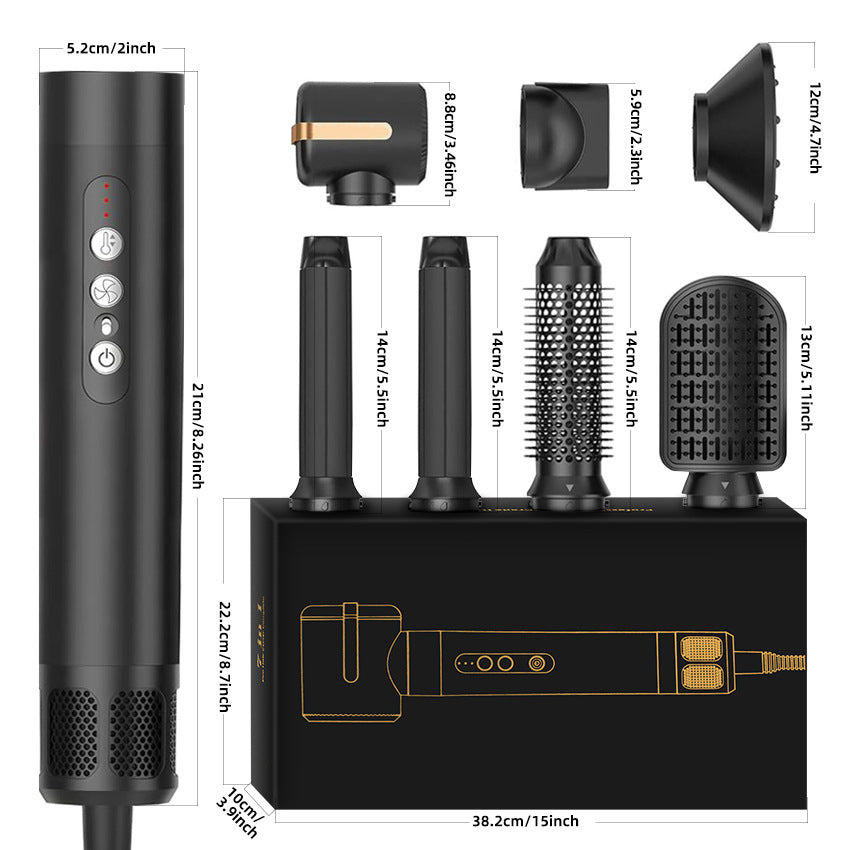 Cross-border hot-selling high-speed hot air comb, seven-in-one hair dryer, automatic curling iron, multi-function straight-rolled dual-purpose hair dryer comb