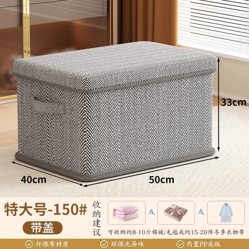 Striped Lid Storage Box Household Clothing Quilt Toy Storage Basket Large Capacity Multifunctional Snack Storage Box