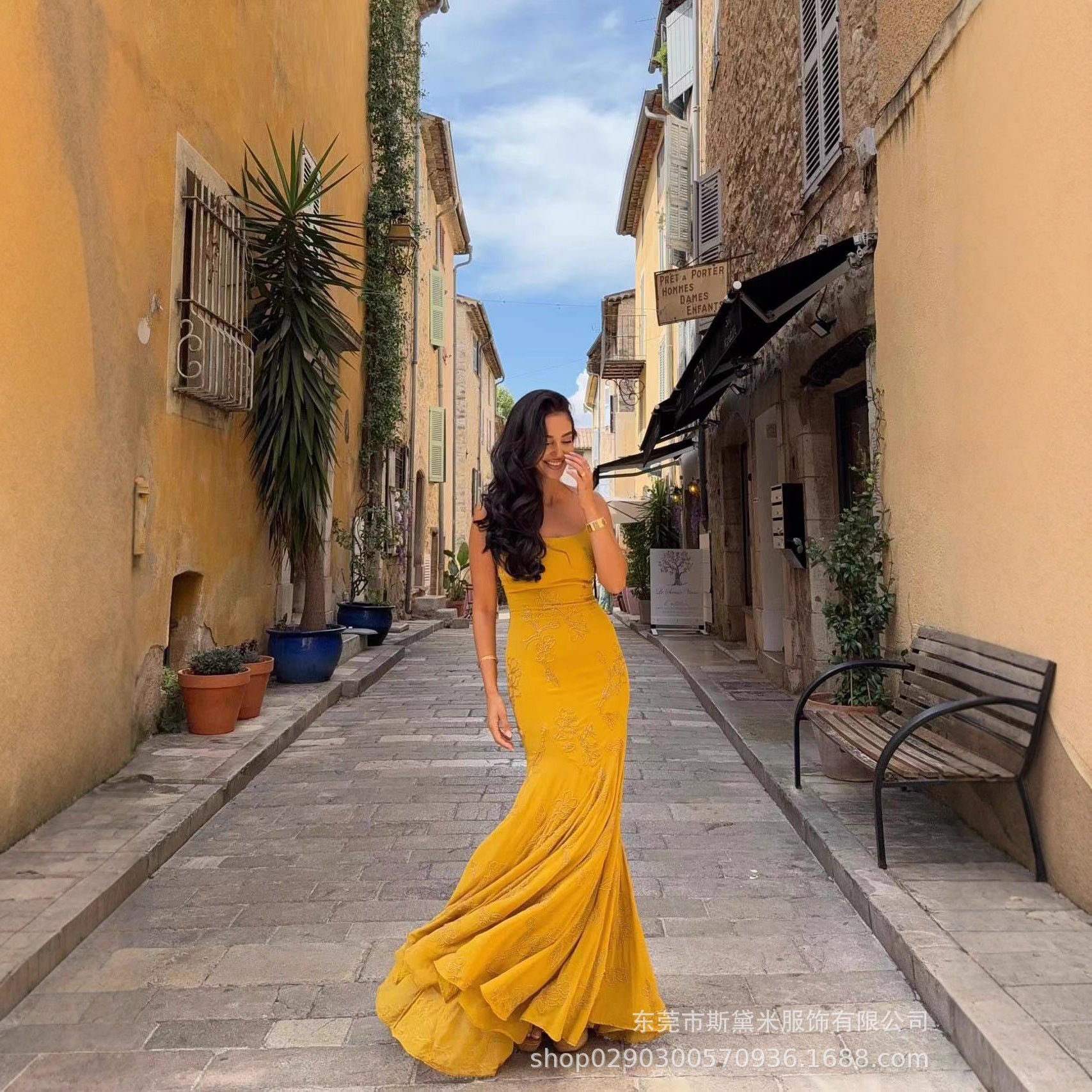 SDM189 Temperament Cross-border Spice Girl Suspender Long Dress Holiday Beach Dress Foreign Trade Supply Wholesale Dress